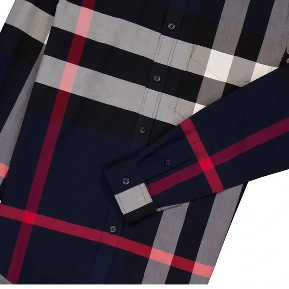BURBERRY Check Stretch Poplin Shirt Size M